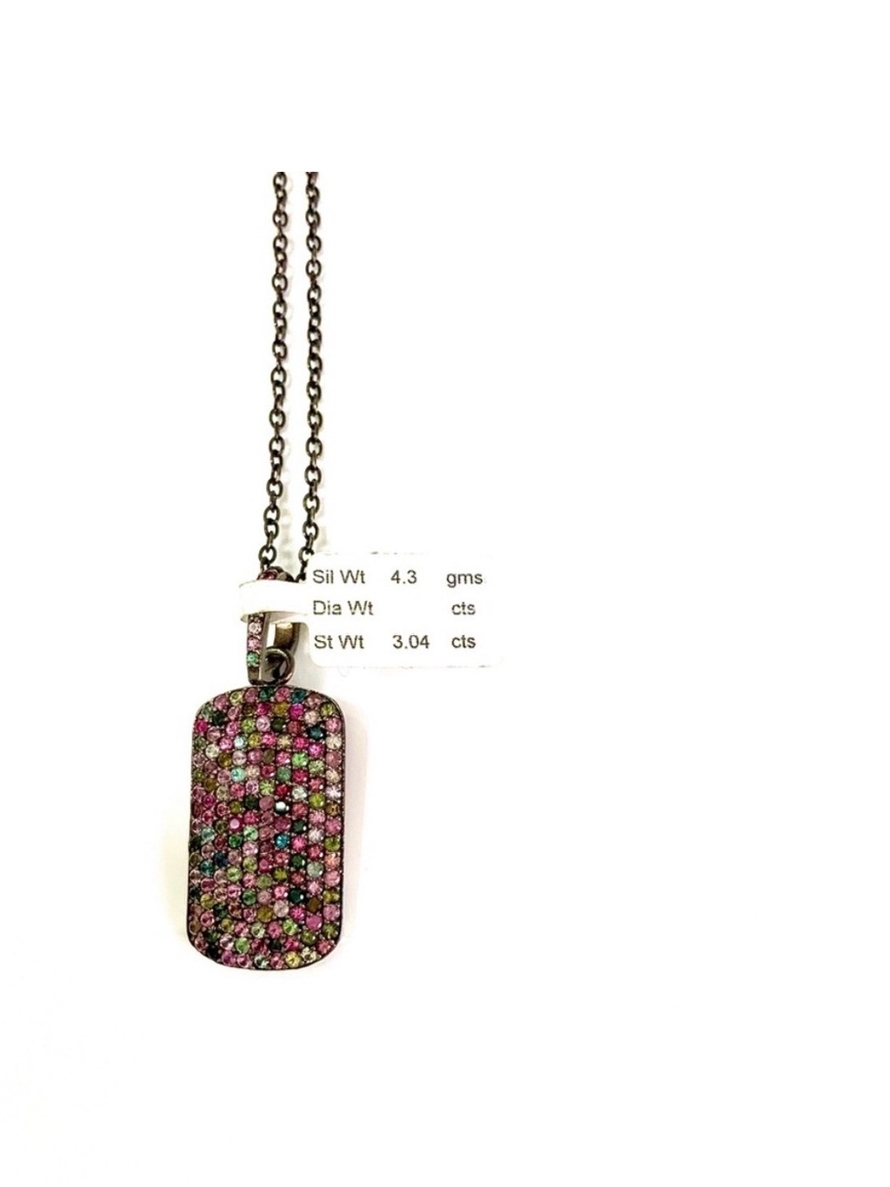 ♥️ Nordstrom Pink and Green Pavé Stone Dog Tag Necklace